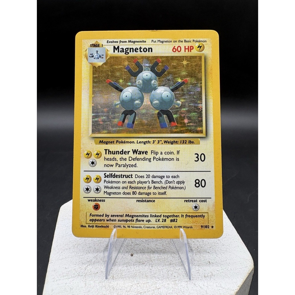 Magneton 9/102 Holo Rare Base Set Unlimited Pokemon Moderately Played